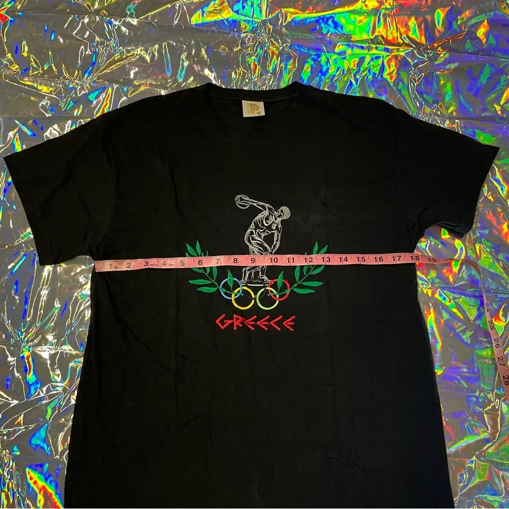 Vintage Greece Discus Throw Graphic T-Shirt Black Olympics Greek Athens Black